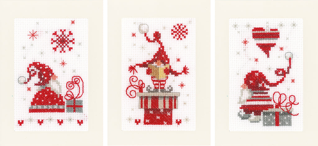 Greeting Cards: Christmas Gnomes - Vervaco - Cross Stitch Kit PN-0165989