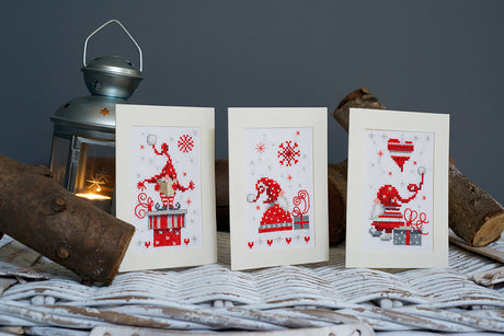 Cartes de vœux : Gnomes de Noël - Vervaco - Kit de point de croix PN-0165989