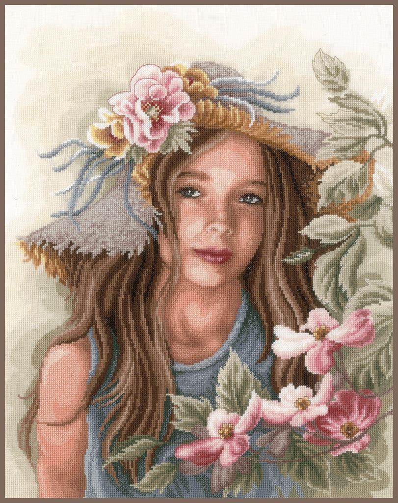 Mädchen mit Hut - Lanarte - Kreuzstich-Set PN-0169325