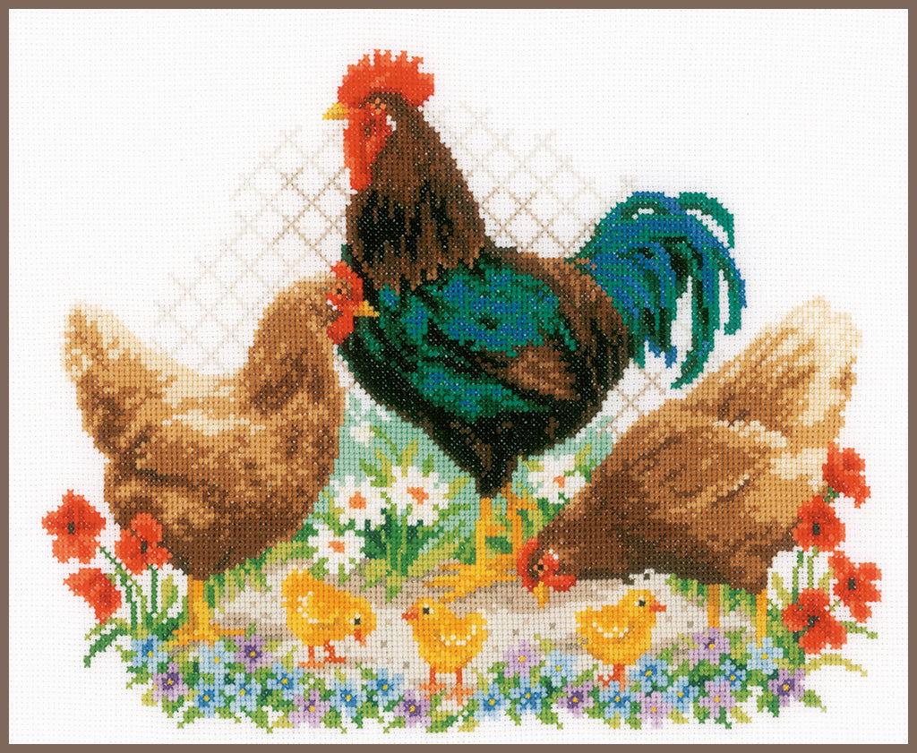 Gallo y gallinas - Vervaco - Kit de punto de cruz PN-0170173