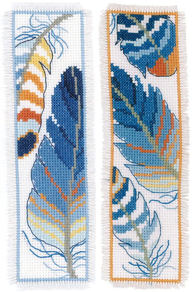 Blue feathers set of 2 - Vervaco - Kit de punto de cruz PN-0170379