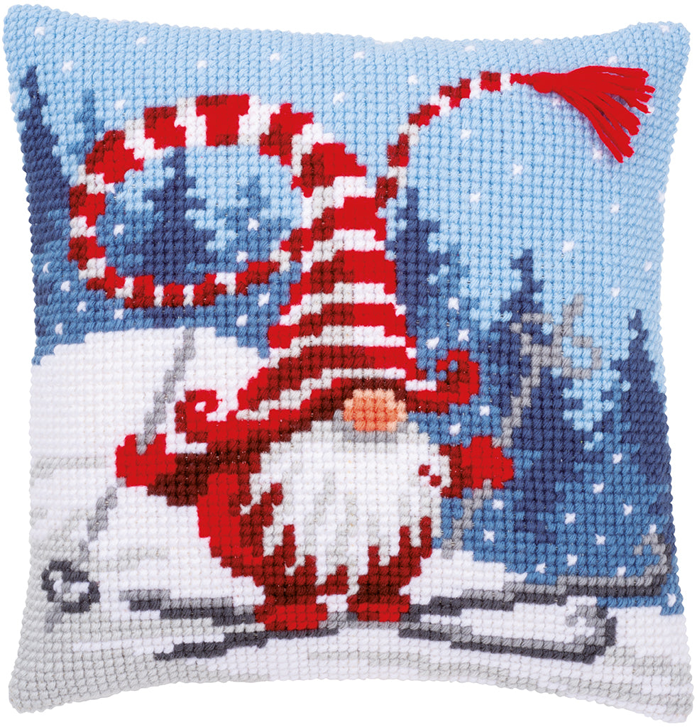 CHRISTMAS GNOME SKIING - Kit para crear una almohada - Vervaco PN-0172809