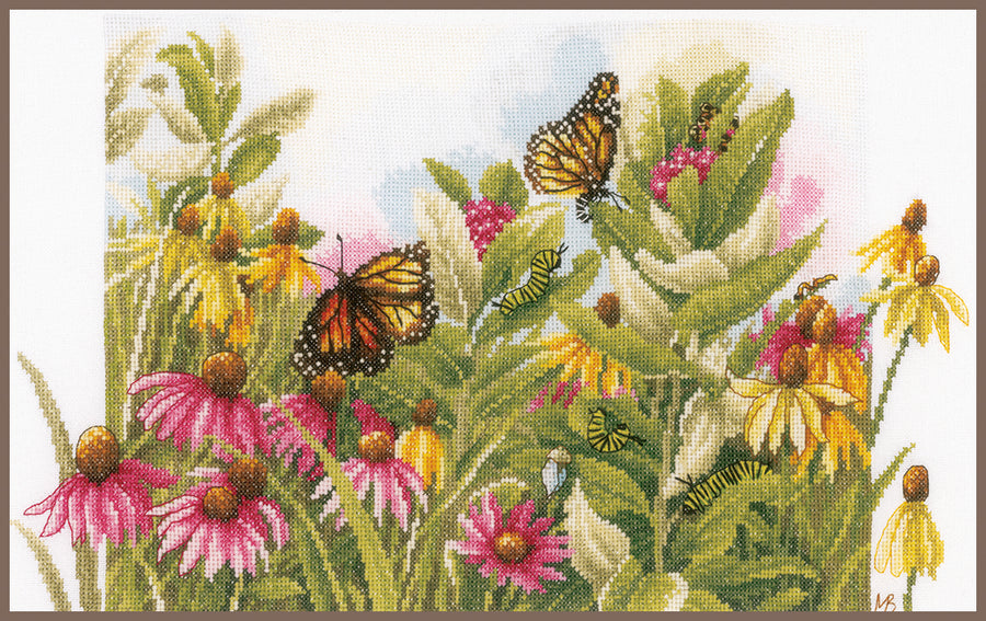Schmetterlinge und Blumen - Lanarte - Kreuzstich-Set PN-0179972