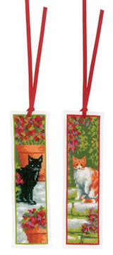 Kit de Punto de Cruz Marcapáginas Gatos – Set de 2 | Vervaco