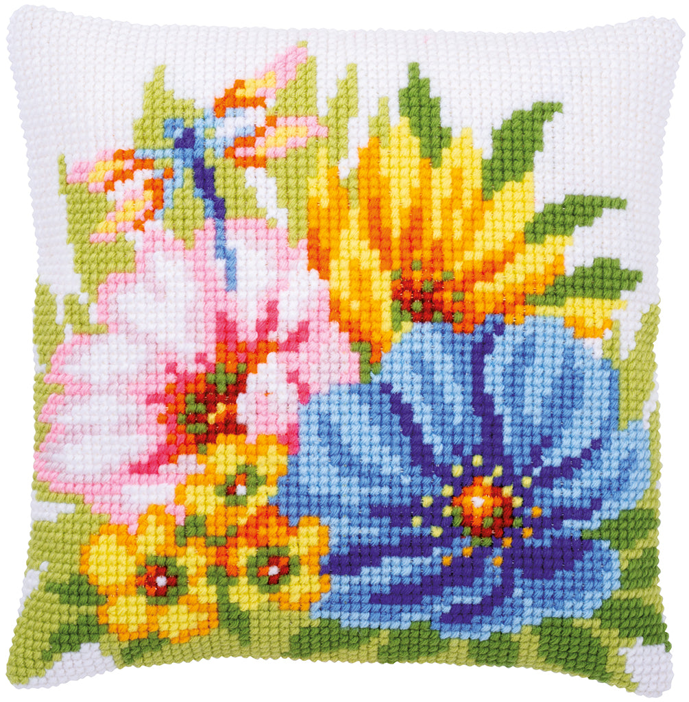 COLOURFUL SPRING FLOWERS - Kit para crear una almohada - Vervaco PN-0184985