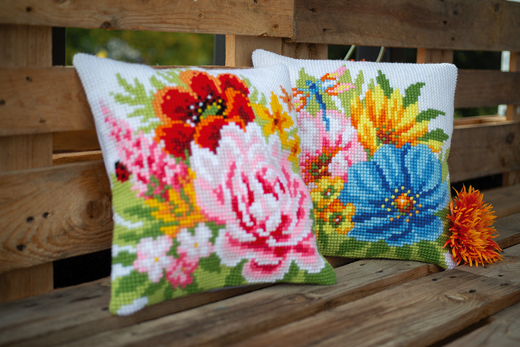 COLOURFUL SPRING FLOWERS - Kit para crear una almohada - Vervaco PN-0184985