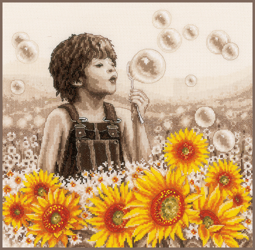 Junge mit Sonnenblumen – Vervaco – Kreuzstich-Set PN-0195530