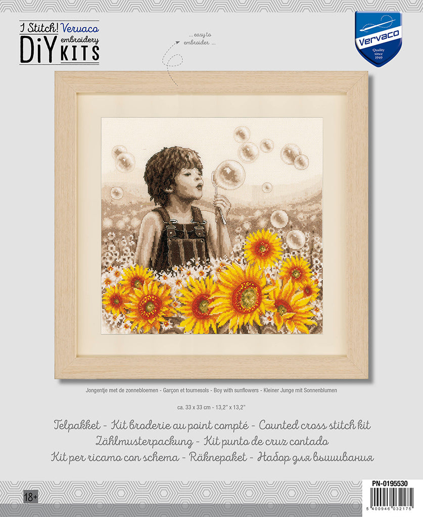 Junge mit Sonnenblumen – Vervaco – Kreuzstich-Set PN-0195530