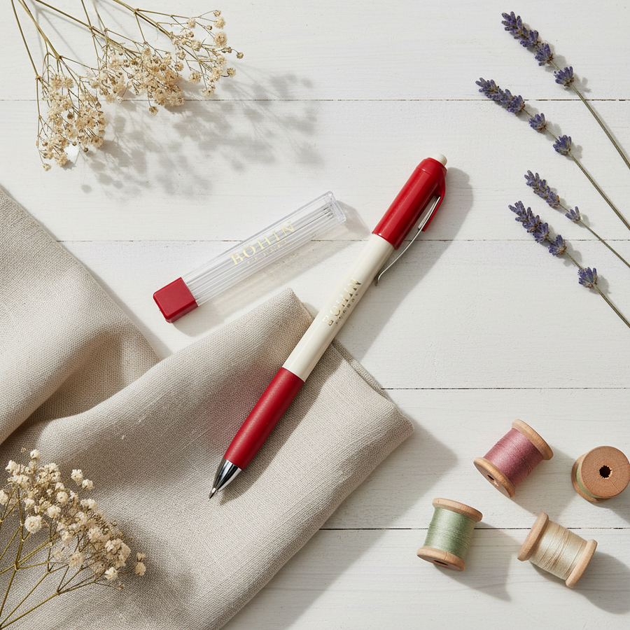 Marcador textil Bohin 91473 – Lápiz Marcador de Tiza Blanco Mecánico – Con Minas Extra Finas 0,9 mm