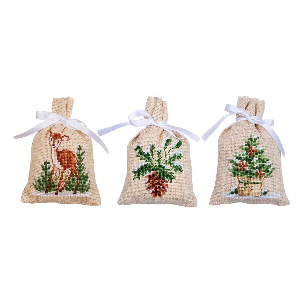 Vervaco Winter Motifs Potpourri Bag Embroidery Kit - Set of 3