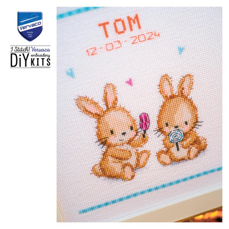 Cross Stitch Kit - Ice Cream Party with Vervaco Bunnies