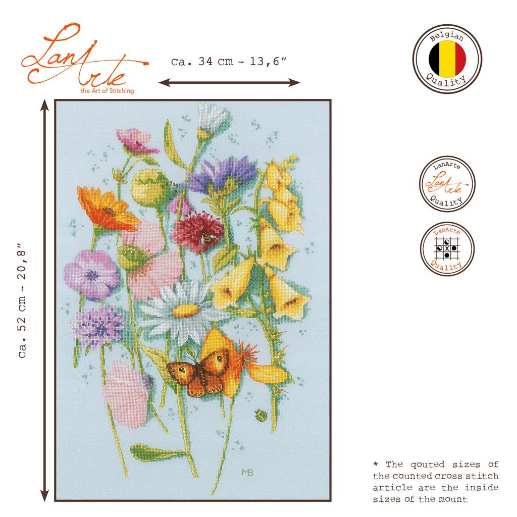 One flower of each - Lanarte Cross Stitch Kit PN-0200466