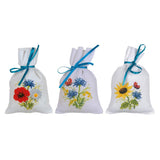 Vervaco Cross Stitch Embroidery Bags Kit - Flowers of the Field, Set of 3