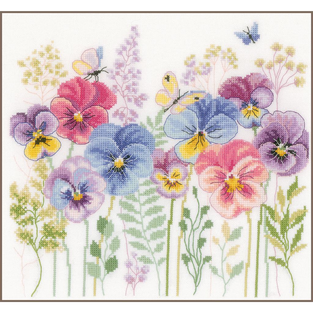 Cross Stitch Kit - Pansies and Grasses by Vervaco
