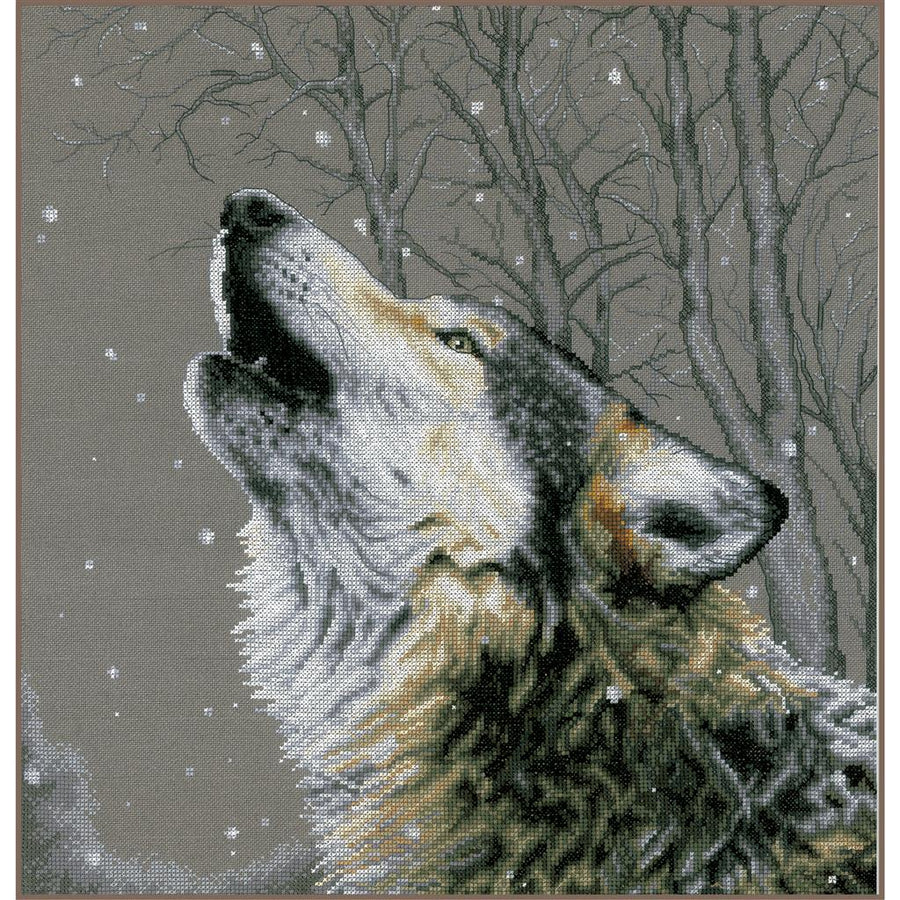 Kreuzstich-Set „Howl at the Stars“ | Lanarte PN-0202607 | 42x44 cm | Evenweave 25 ct + DMC-Garn