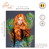 Lanarte The Peacock’s Muse Cross Stitch Kit with DMC threads and metallic accents