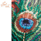 Lanarte The Peacock’s Muse Cross Stitch Kit with DMC threads and metallic accents