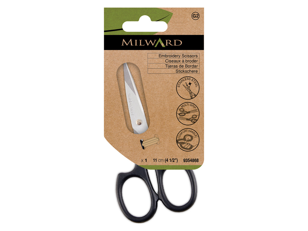 Milward 11 cm Embroidery Scissors with Black Handles
