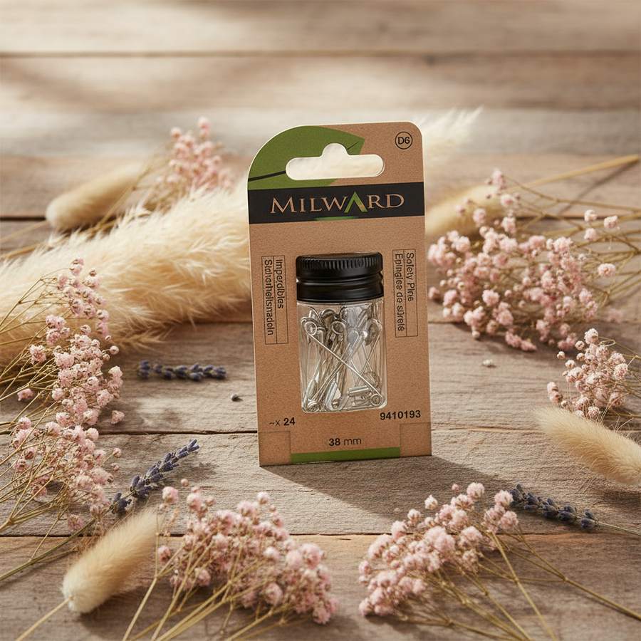 Imperdibles Milward 9410193 – Pack de 24 de – Versátiles para Costura y Bisutería 38 mm
