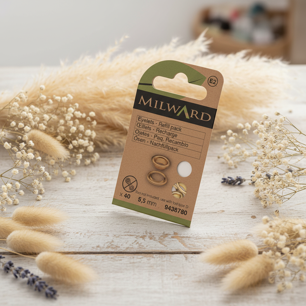 Pack de 40 Ojetes de Recambio Milward Dorados - 5.5 mm para Costura Fina y Manualidades