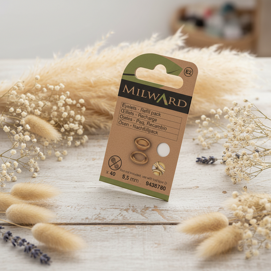 Ojetes de recambio Milward 9438780 – Pack de 40 Dorados – para Costura Fina y Manualidades 5,5 mm