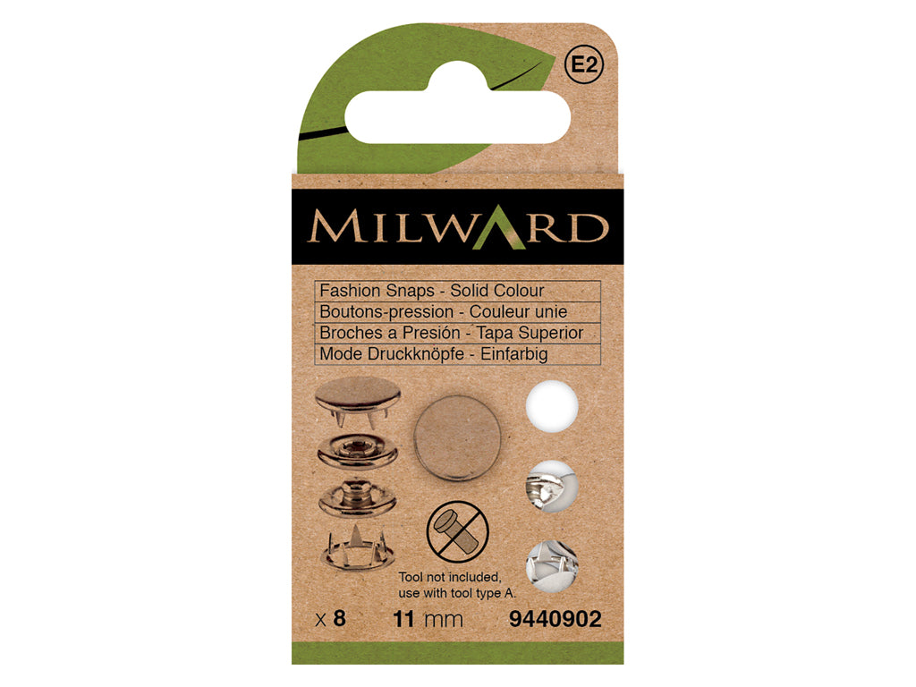 Set of 8 Milward Brass Snap Clasps - 11 mm