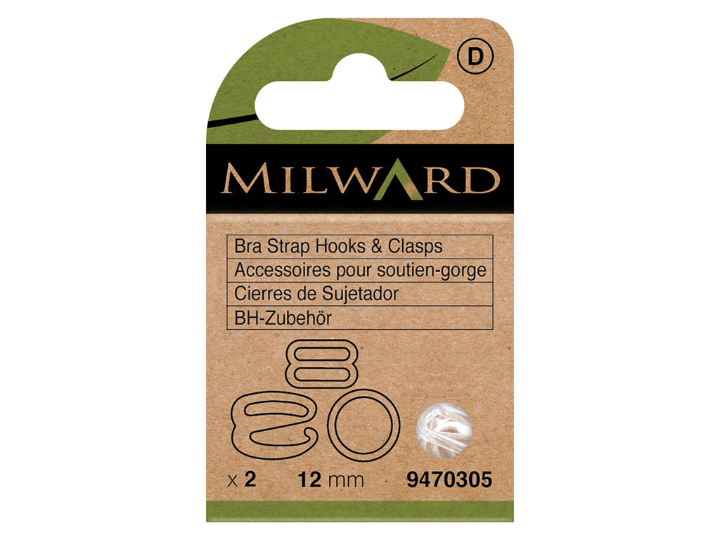 Cierre Transparente para Sujetadores y Trajes de Baño Milward - 12 mm, Pack de 2