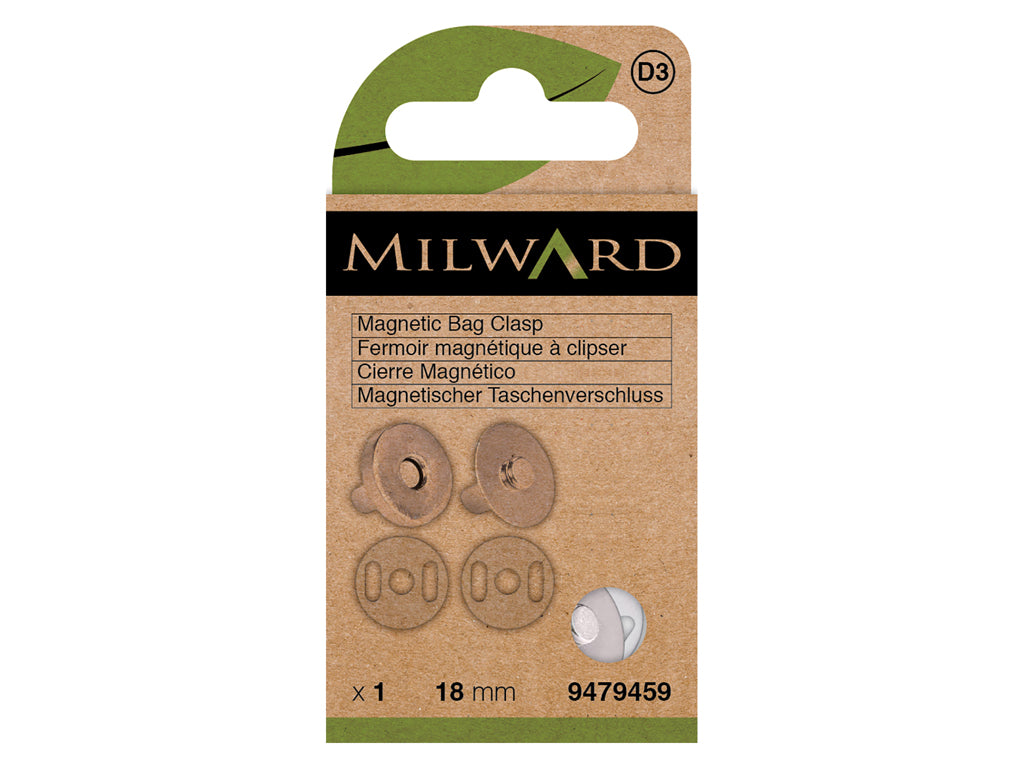 Milward Silver Magnetic Clasp for Bags and Accessories - 18 mm