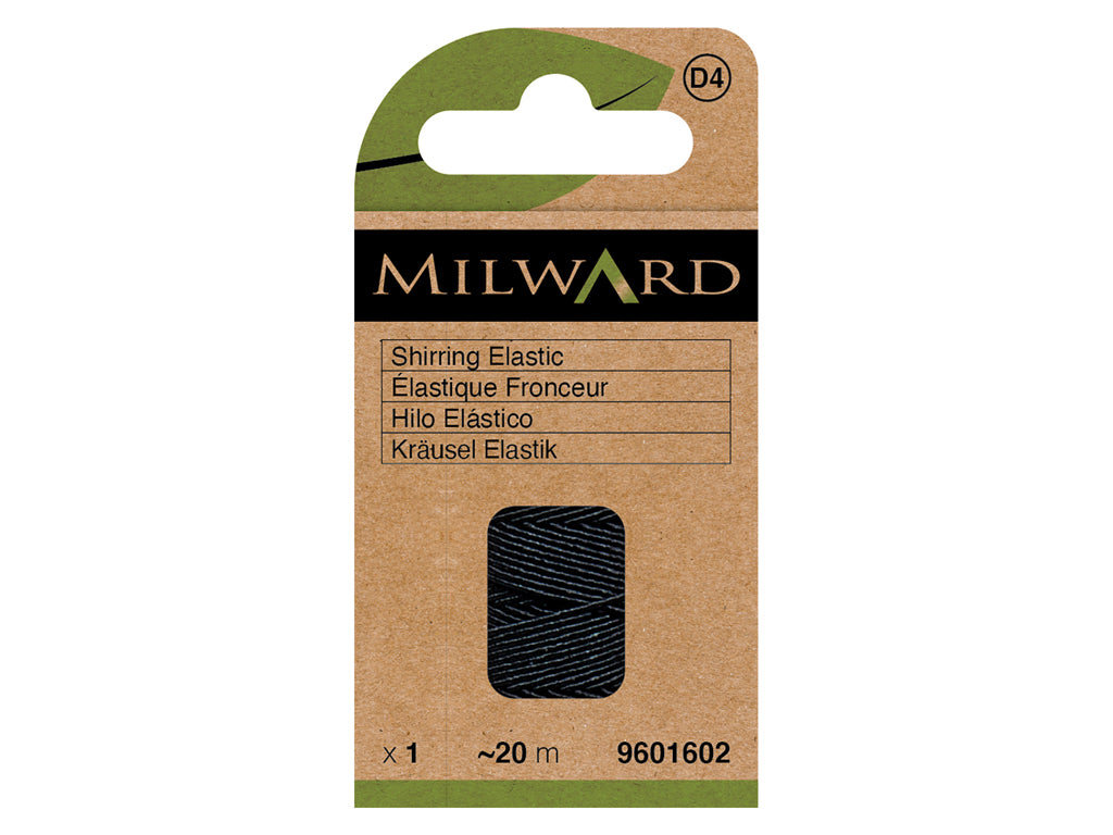 Milward Black Elastic Thread - 20m, Strength and Versatility for Sewing