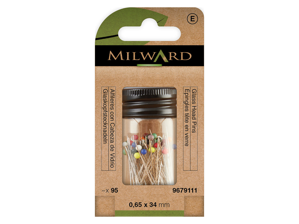 Milward Multicolor Glass Head Pins: 95 Units