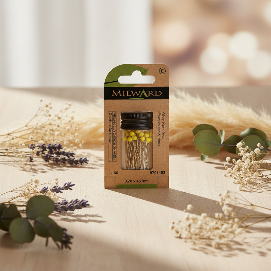 Alfileres Milward 9703463 – Pack de 60 con Cabeza Amarilla (Ref: ) 0,7x45 mm