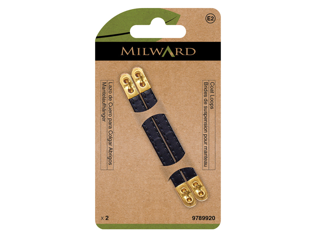 Milward Leather Coat Hanging Loop with Gold Details - Pack of 2