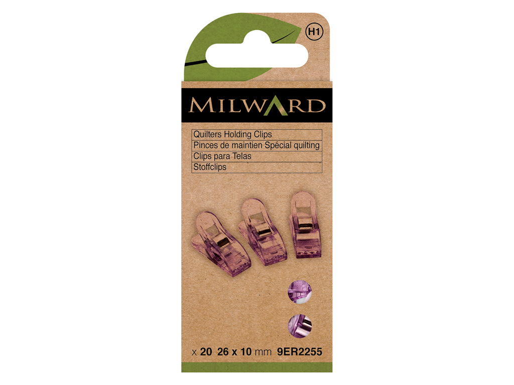 Milward: Pack of 20 Fabric Clips, 26x10 mm, in Elegant Violet Color