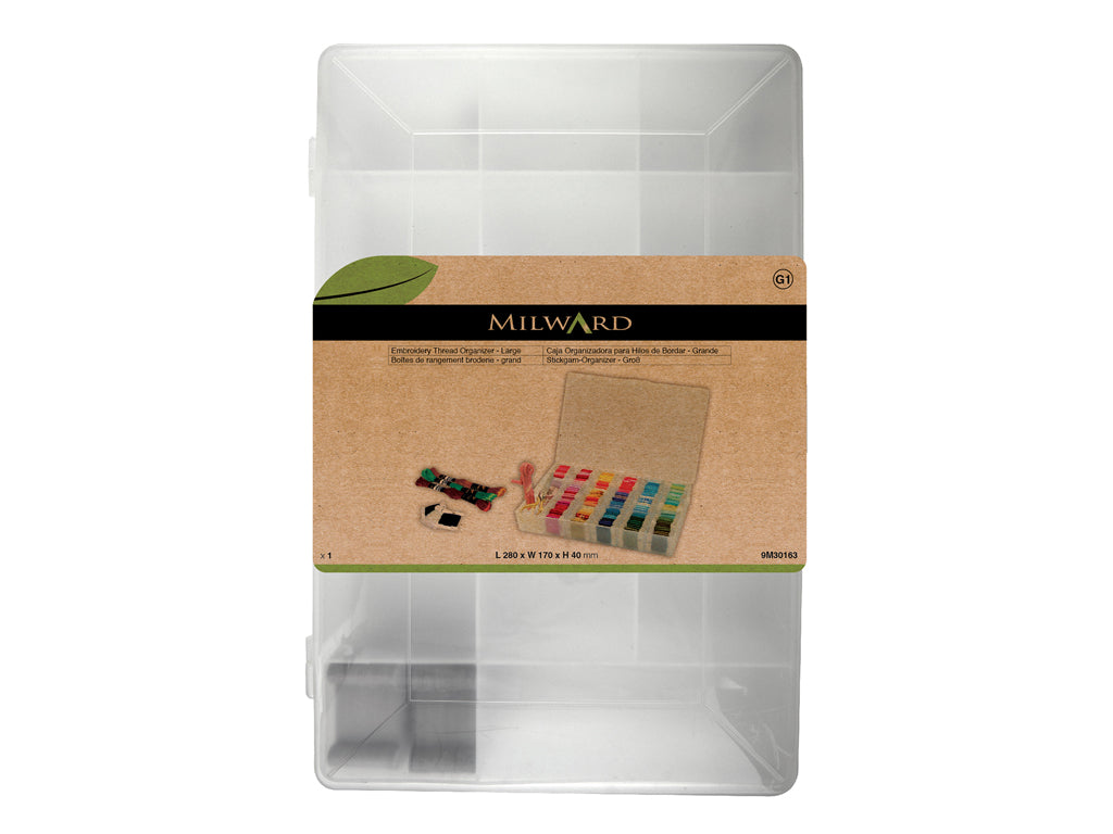 Boîte de rangement transparente Milward avec 100 bobines de fils à broder