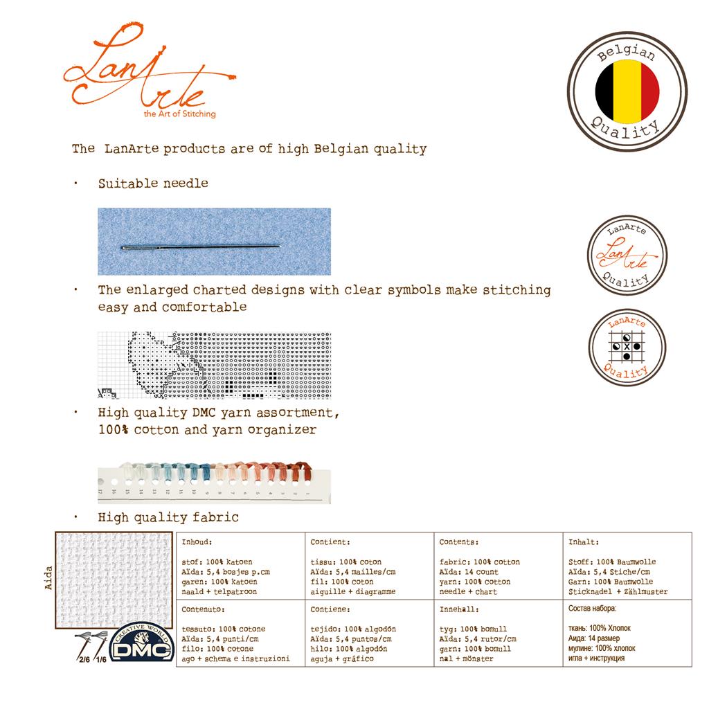 Lanarte Cross Stitch Kit By the Water Lily Pond with water lily pond