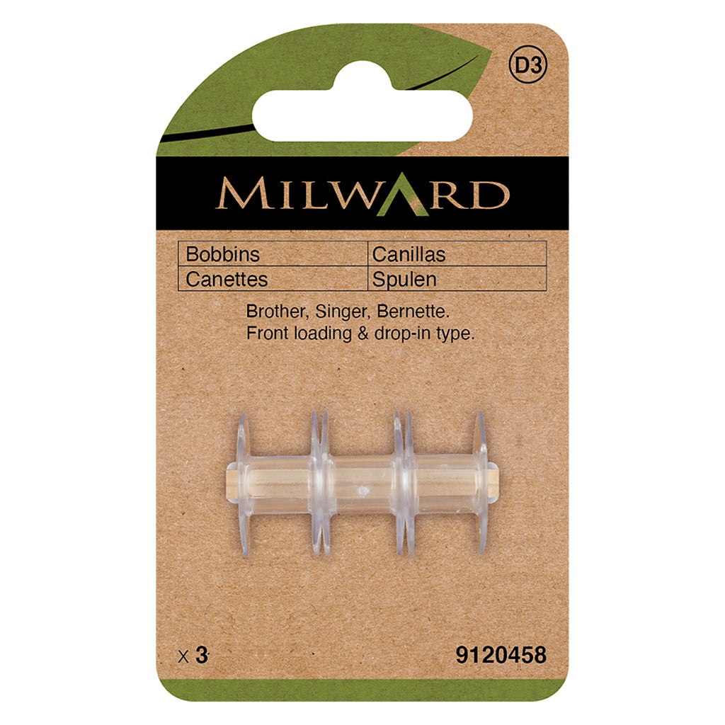 Pack of 3 Milward Type 15K Standard Plastic Bobbins