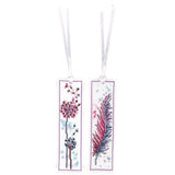 Kit de Punto de Cruz Marcapáginas Pluma y Flores – Set de 2 | Vervaco