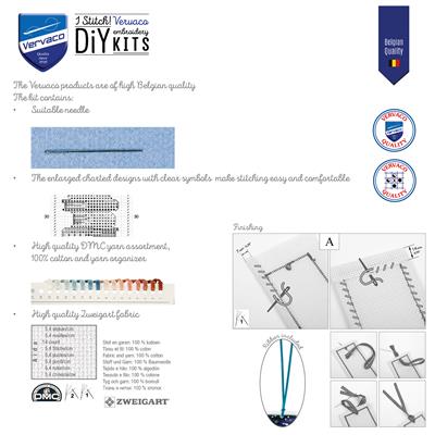 Kit de Punto de Cruz Marcapáginas Pluma y Flores – Set de 2 | Vervaco