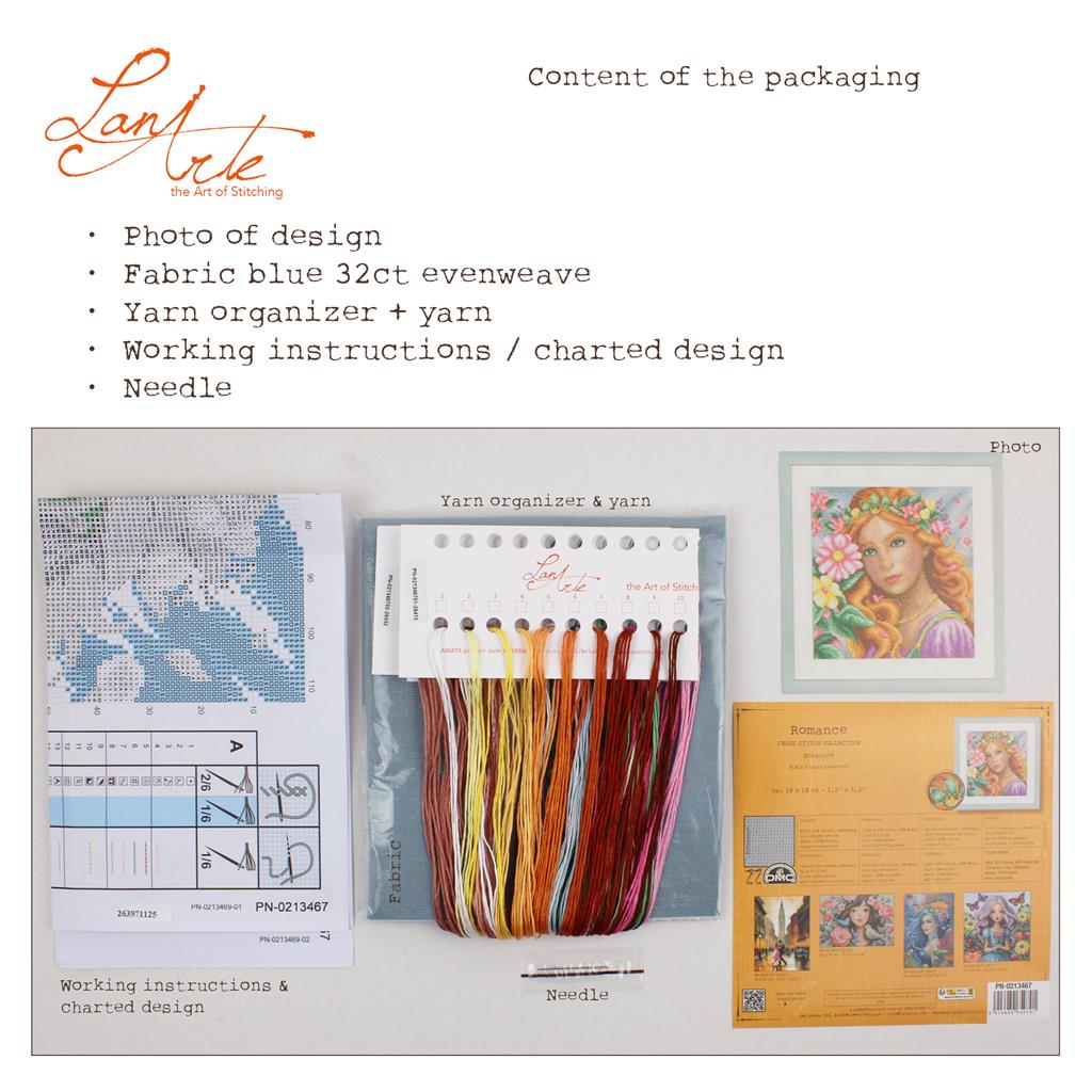 LanArte Romance Solsticio de Invierno – Kit de Punto de Cruz Contado 18 × 18 cm