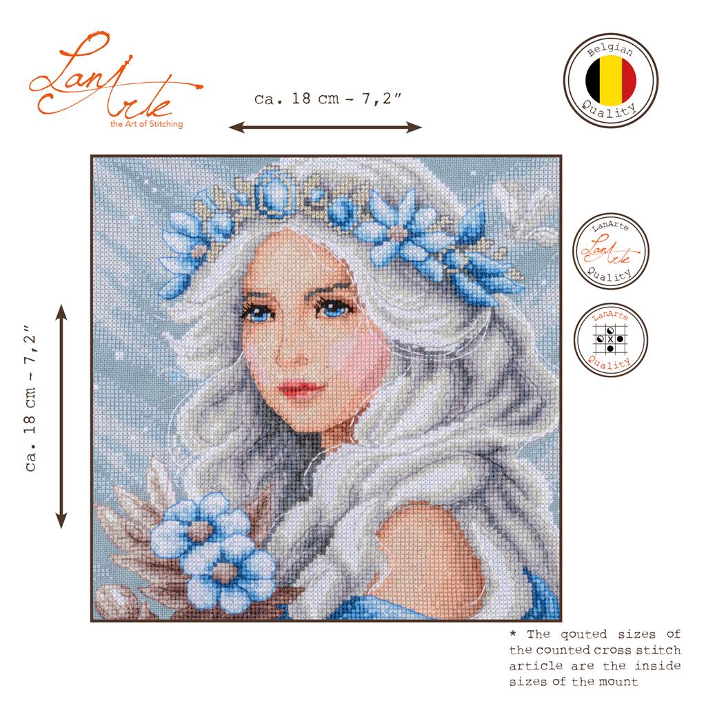 LanArte Romance Escarcha – Kit de Punto de Cruz Contado 18 × 18 cm