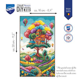 Vervaco Paisaje con Casa del Árbol – Kit de Punto de Cruz Contado 16 x 28 cm