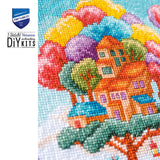 Vervaco Paisaje con Casa del Árbol – Kit de Punto de Cruz Contado 16 x 28 cm