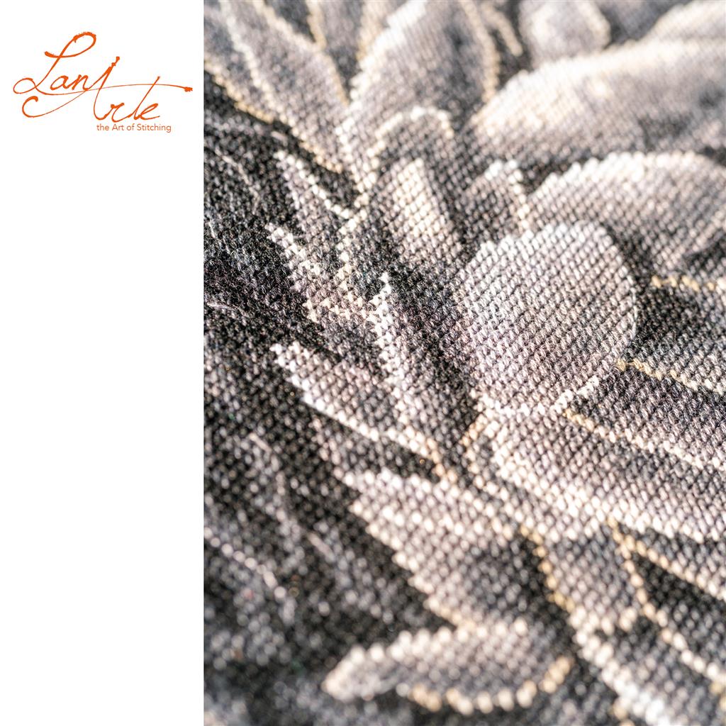 Lanarte Black Swan cross-stitch kit with black swan in gray tones