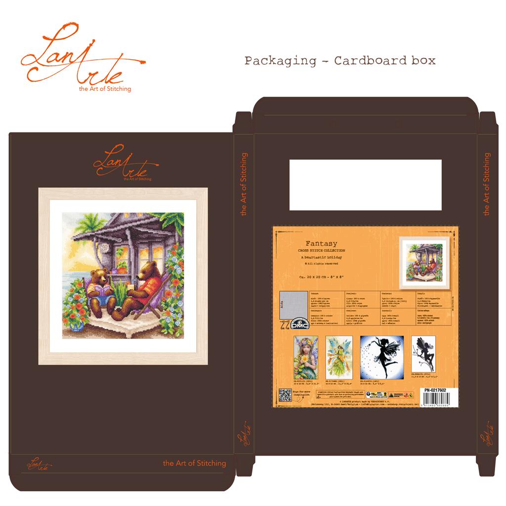 Kit de punto de cruz Lanarte A Beartastic Holiday con osos de vacaciones