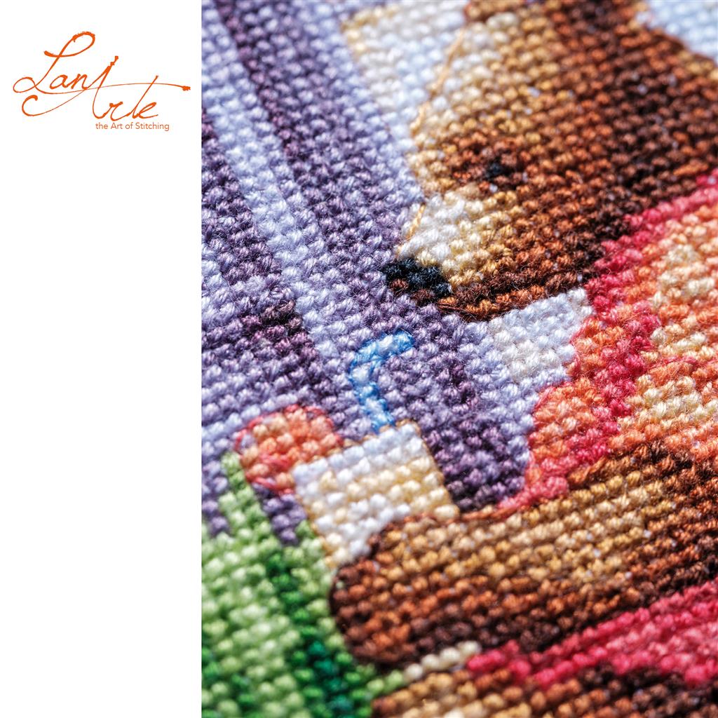 Kit de punto de cruz Lanarte A Beartastic Holiday con osos de vacaciones