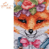 Kit de punto de cruz Lanarte Florian the Fox con zorro jardinero