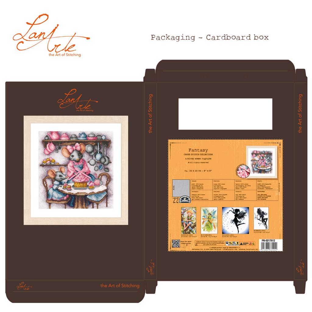 Kit de point de croix Lanarte A Micey Sweet Cupcake avec petites souris pâtissières