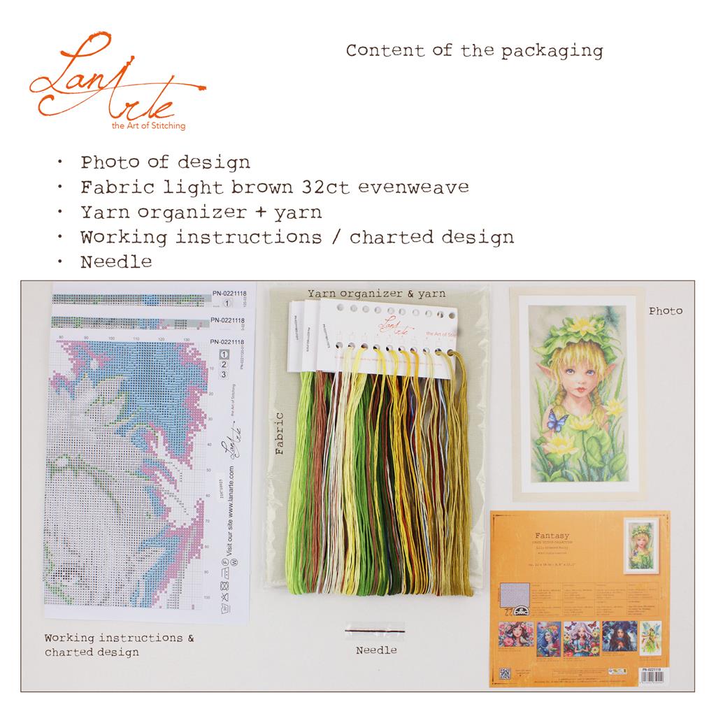 Kit de Punto de Cruz Lanarte – Lily Crowned Fairy PN-0221118