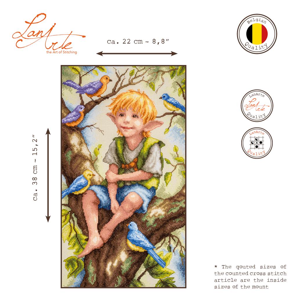 Cross Stitch Kit "Chatter Among the Leaves" PN-0221128 | Lanarte Premium
