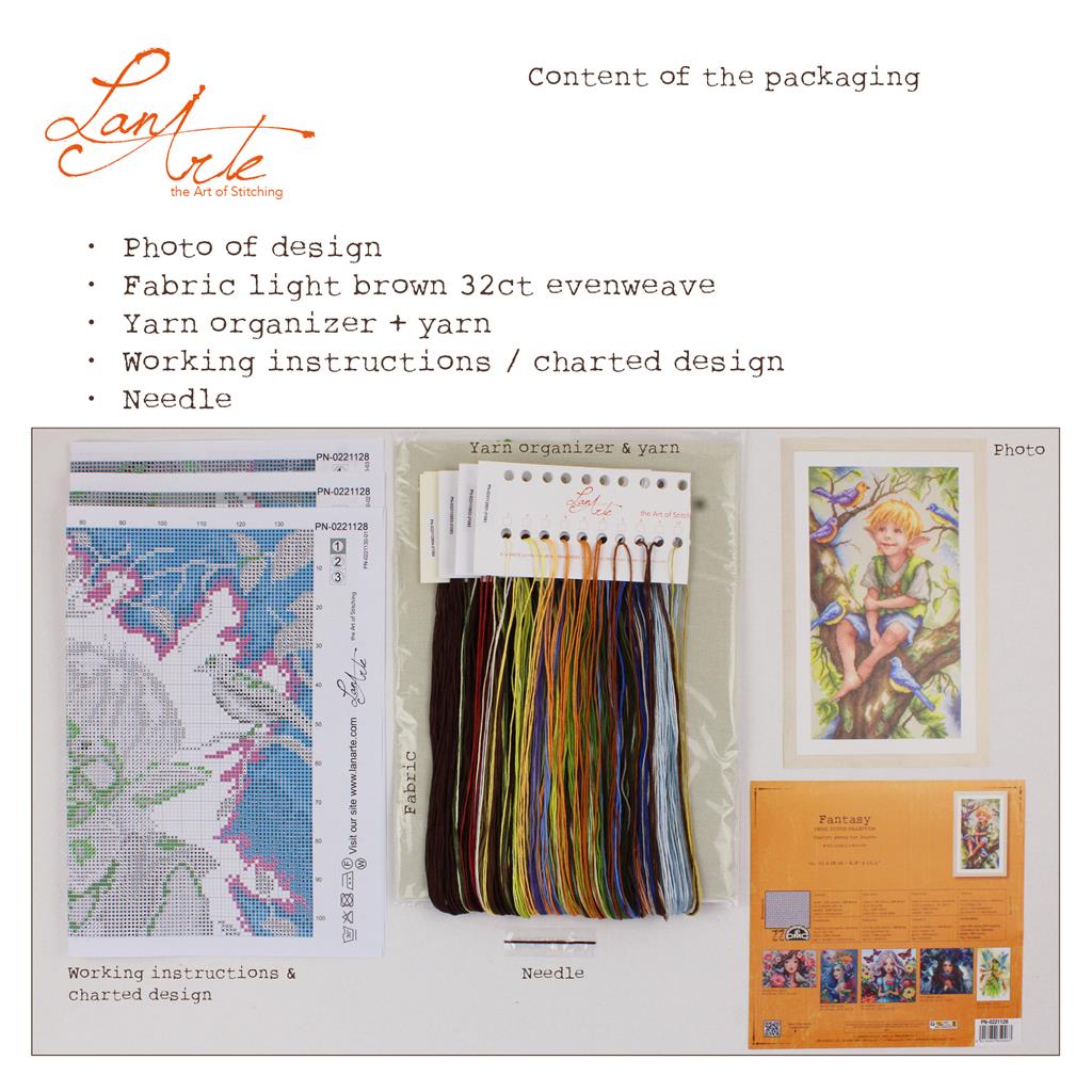 Cross Stitch Kit "Chatter Among the Leaves" PN-0221128 | Lanarte Premium